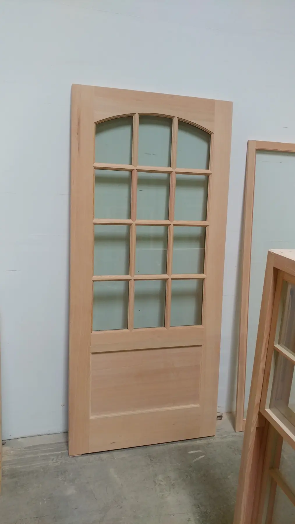 Unfinished custom divided-lite wood door